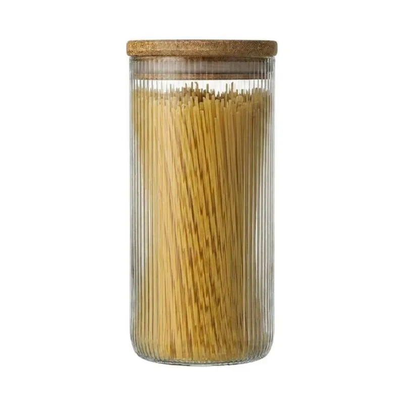 Pote Hermético Redondo De Vidro Com Tampa De Bambu Vedação Hermética Para Cozinha Transparente 1,4l