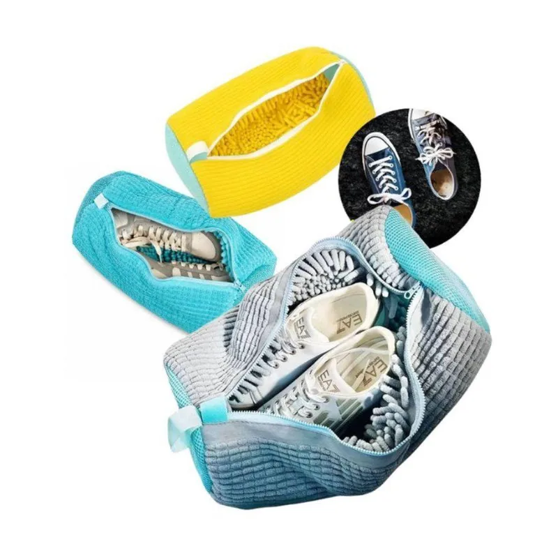 Saco Para Lavar Tênis Kit 03 Com Fibras De Microfibra Poliéster Proteção Na Lavagem Para Calçados
