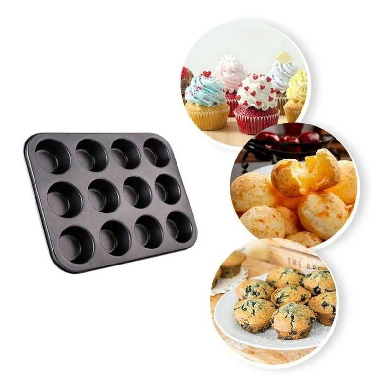 Forma Para Cupcake Kit 3 Unidades Antiaderente Aço Carbono Cozinha Cinza Fratelli