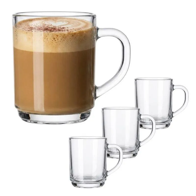 Conjunto Canecas De Vidro Clear 250ml Café Chá Expresso Transparente Lehaví