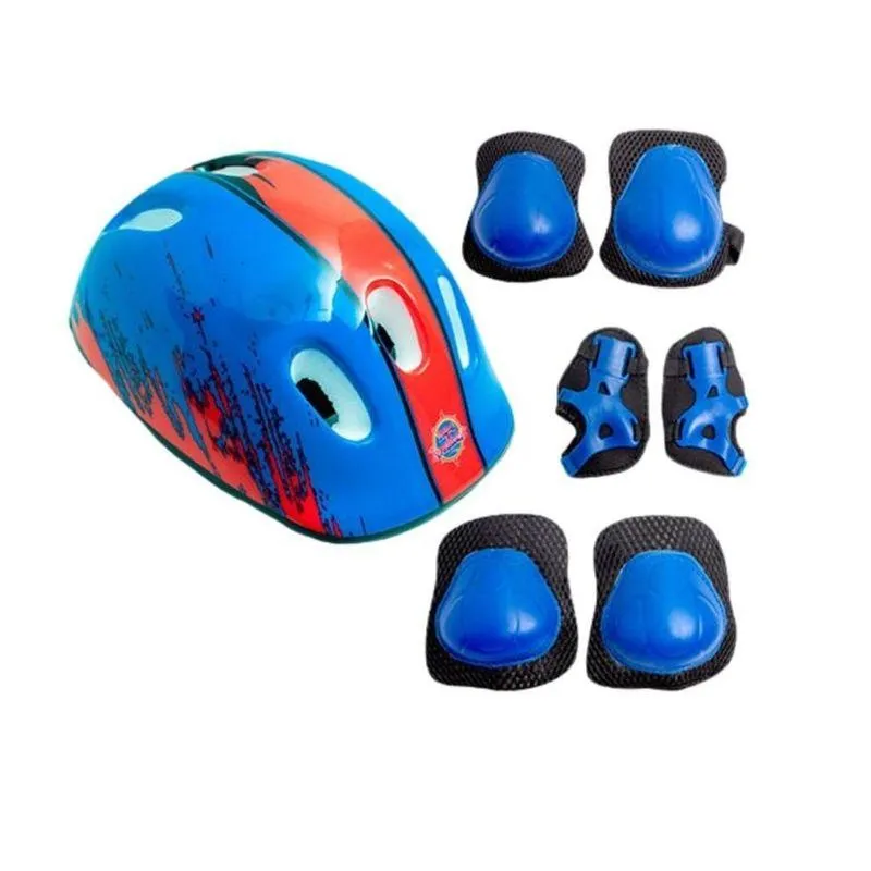 Kit Proteção Infantil 07 Peças Com Capacete Joelheiras Cotoveleiras E Munhequeiras Unitoys