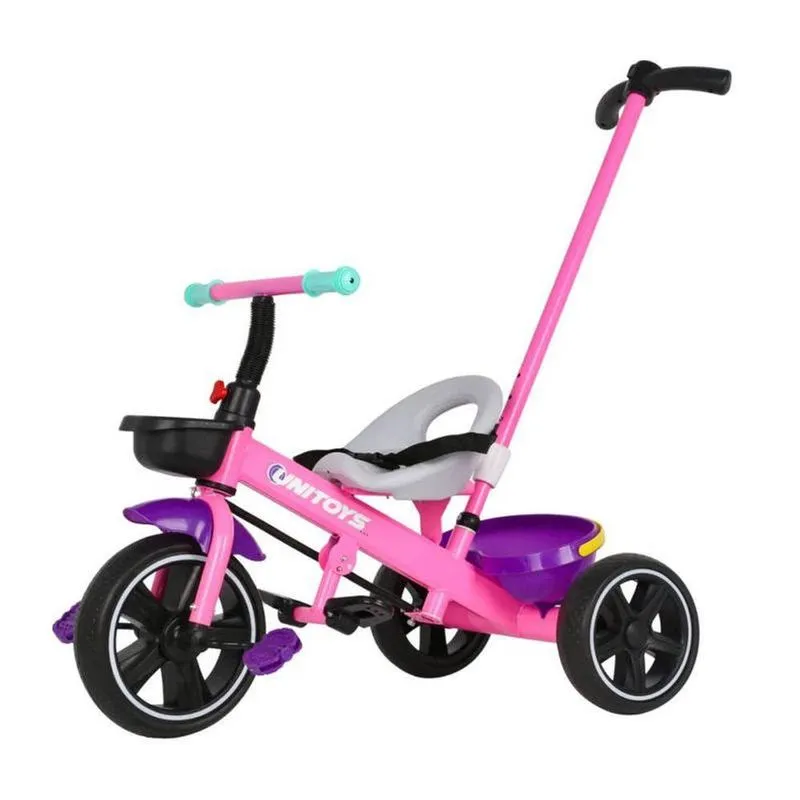 Triciclo Infantil Empurrador Pedal E Apoio De Pé Rosa E Roxo Unitoys