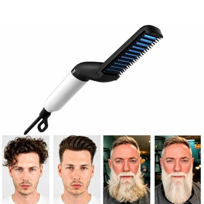 Pente Alisador de Cabelo e Barba Masculino Revestimento Cerâmica Elétrico Bivolt