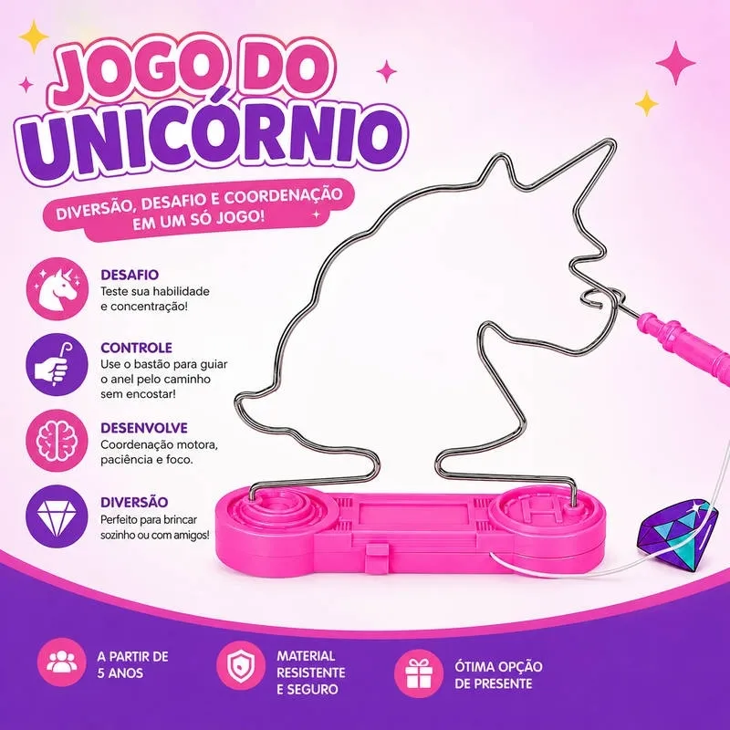 Jogo Unicórnio Mágico Desafio do Arame Coordenação Infantil