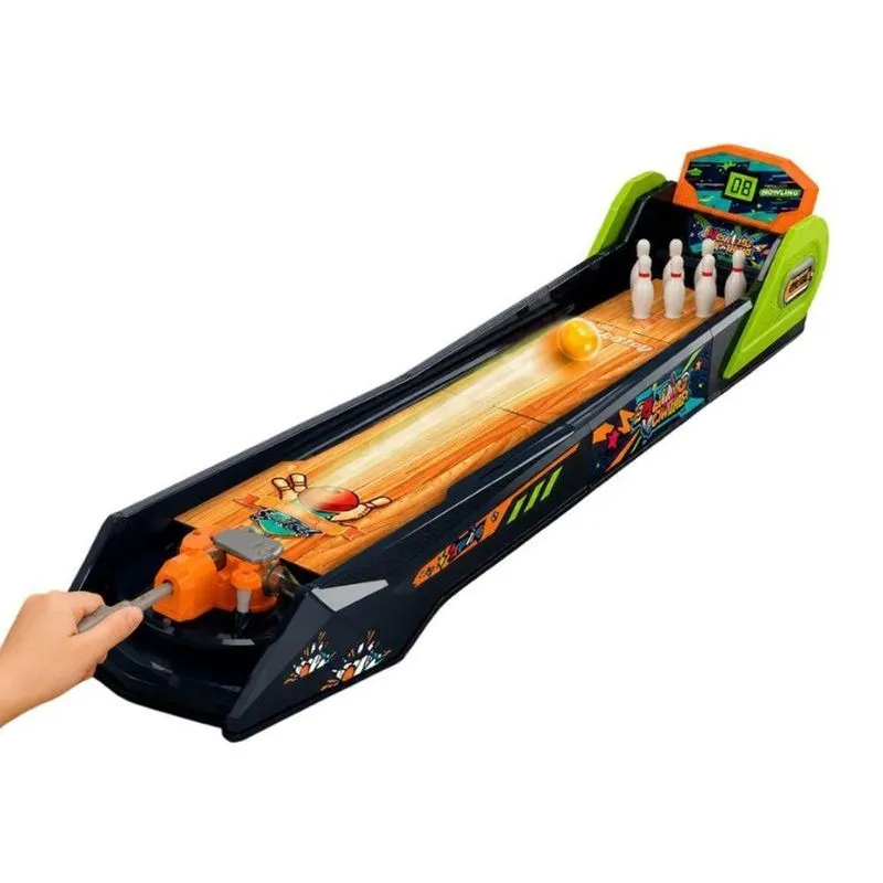 Jogo De Boliche Infantil Arcade Placar E Lançador Automático Com Efeitos De Luz E Som