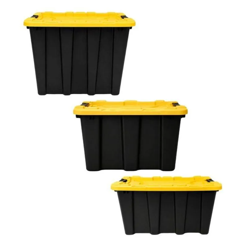 Caixa Organizadora Kit 03 25-40-55l Polipropileno Empilhável Preto Dello