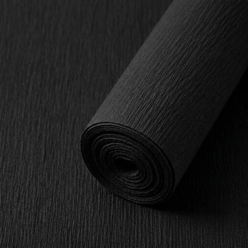 Papel Crepom Preto Kit 80 Rolos 48cm X 200cm Para Artesanato Decoracao E Embalagens