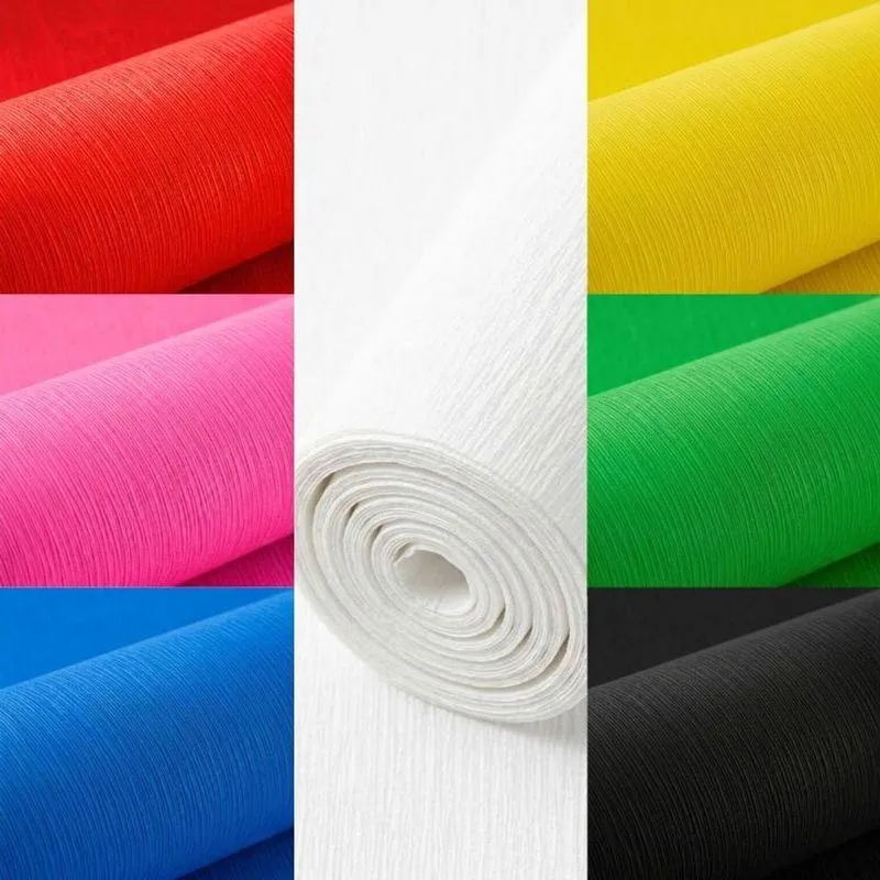 Papel Crepom Kit 560 Rolos 7 Cores Vermelho Amarelo Branco Verde Preto Rosa Azul