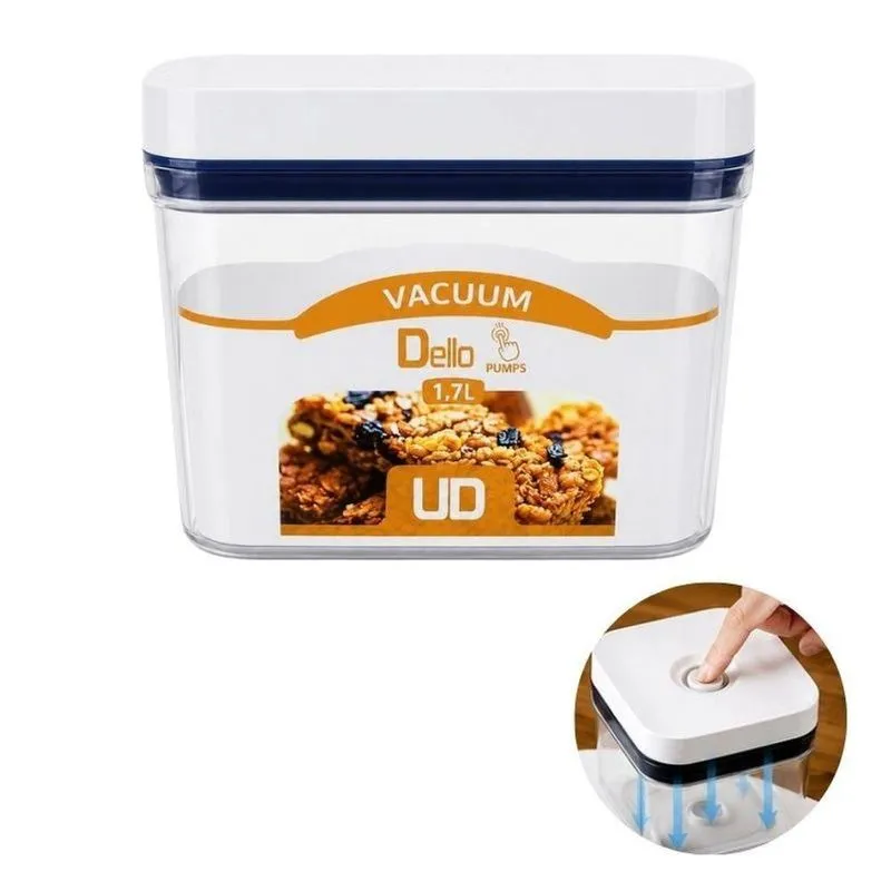 Pote Hermético Vacuum Pumps Com Vedação Hermética Plástico E Silicone Transparente Dello 1,7l