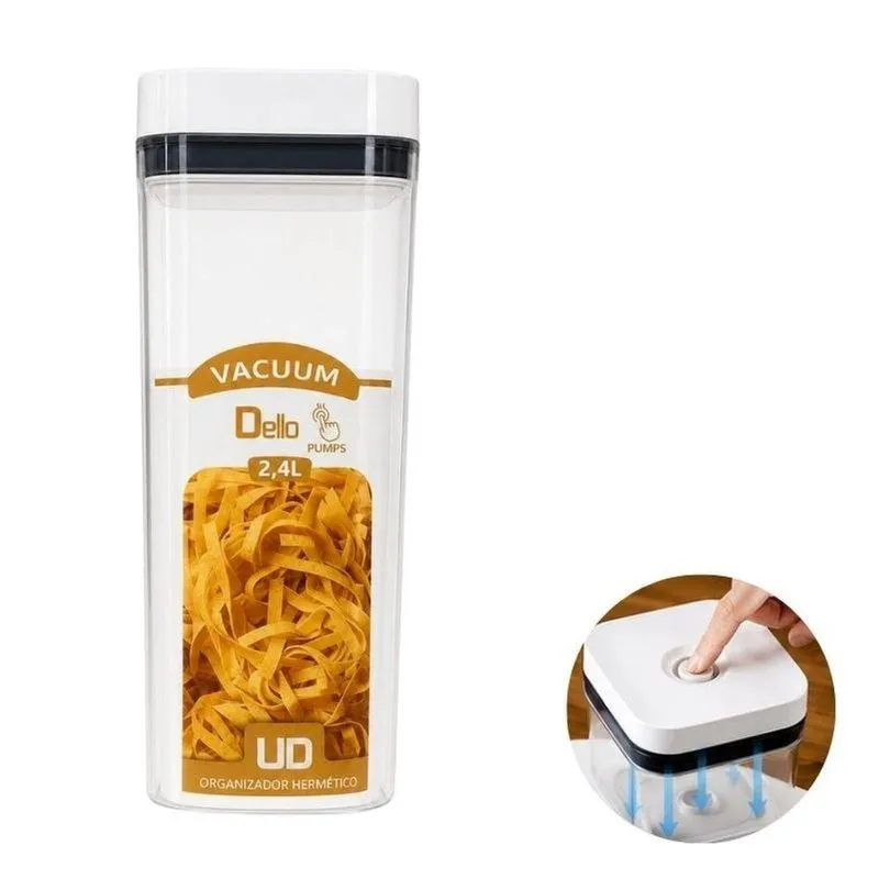 Potes Herméticos Vacuum Pumps Com Vedação A Vácuo Plástico E Silicone Kit 06 Transparente 2,4l