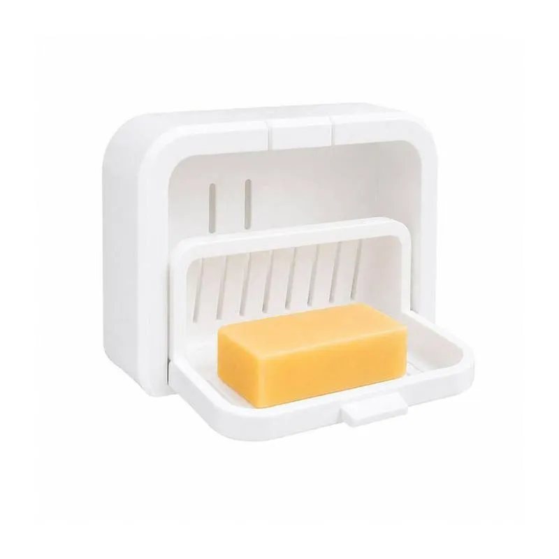 Suporte Para Sabonete Kit 3 Peças Com Tampa Adesivado Sem Furos Plástico Branco Dello