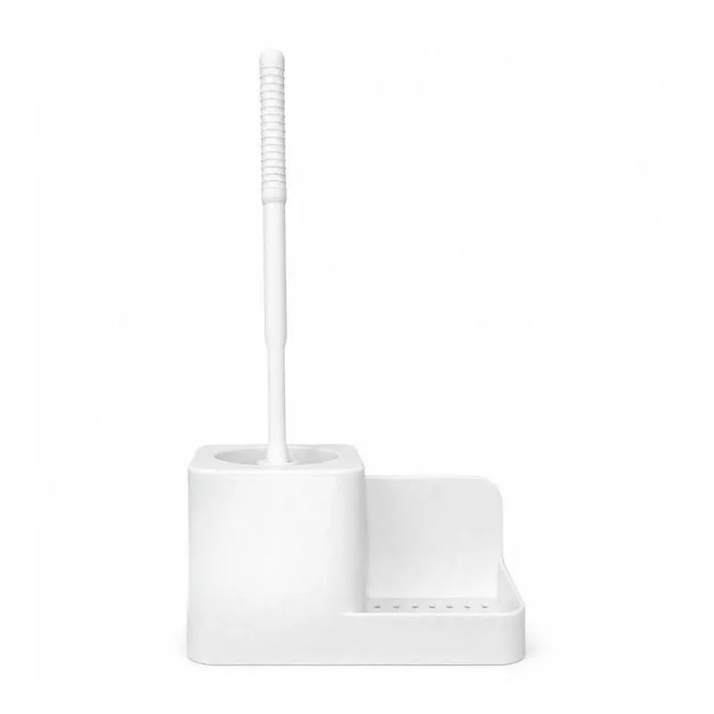 Escova Sanitária Com Suporte Multiuso Cerdas De Nylon Para Banheiro Branco Dello