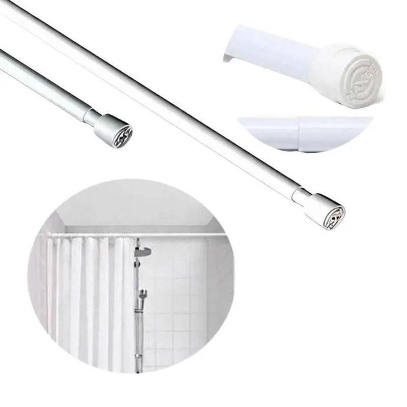 Varão Para Cortina Ajustável 1,40 A 2,10m Com Ponteiras Branco Maxeb