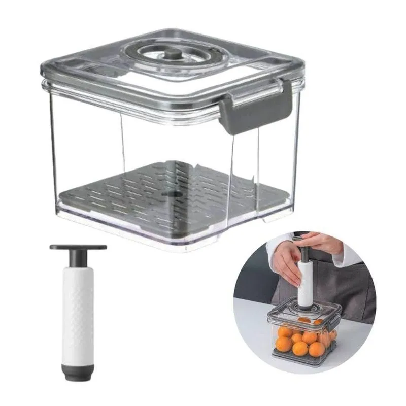 Pote Hermético Kit 6 Com Bomba De Vácuo Plástico E Silicone Transparente 1,5l Top Rio Comercial
