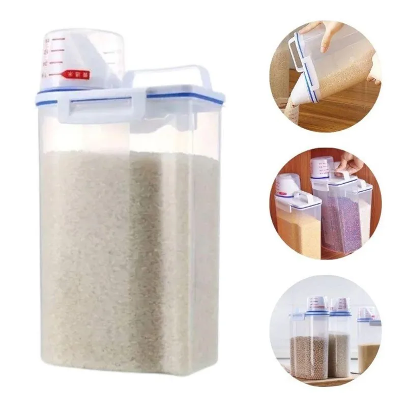 Pote Hermético Kit 3 Unidades Multiuso Com Copo Medidor Plástico PP E Silicone Transparente Top Rio