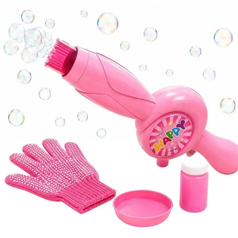 Lança Bolha de Sabão Rosa Automático com Efeitos Luminosos
