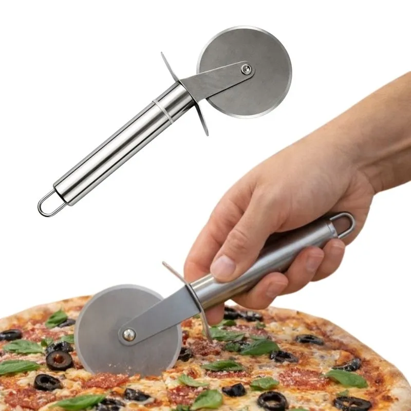Cortador Manual de Pizza e Massas Aço Inox Estilo Carretilha