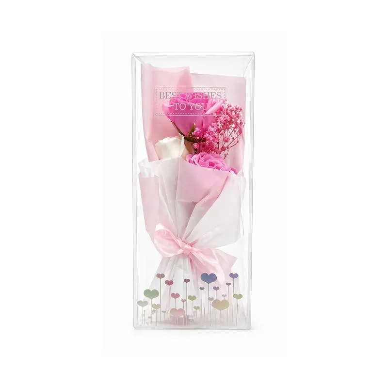 Buquê de Rosas Artificial Decorativo 24cm Caixa Transparente