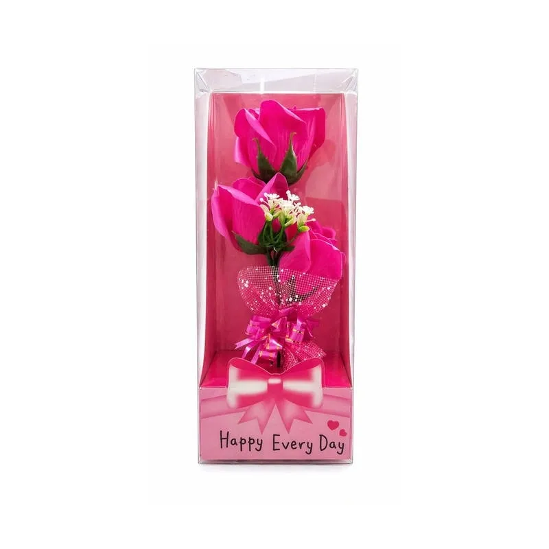 Buquê de Rosas Artificial Caixa Transparente 24cm Decorativo