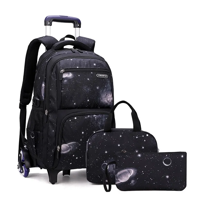 Conjunto de mochilas rolantes: lancheira e estojo de lápis para meninos