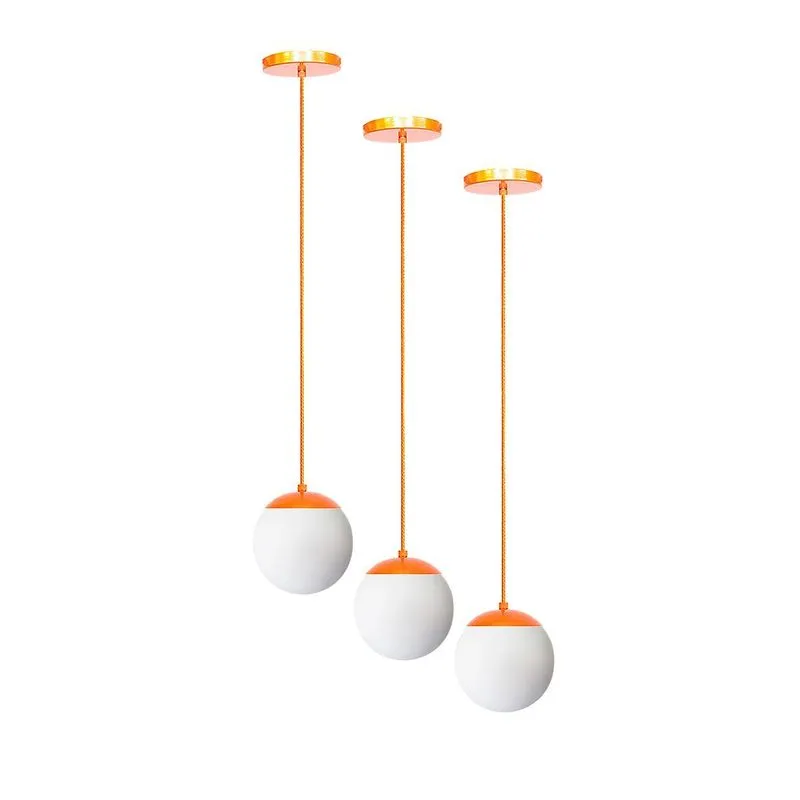 Kit C/3 Lustre Pendente Globo Jabuticaba Stuttgart Cobre