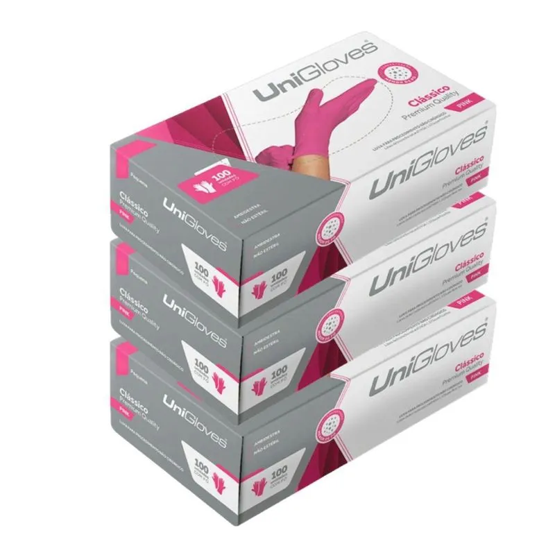 Luva Latex Proc Não Cirurgico Rosa Com 300un Unigloves - Ep