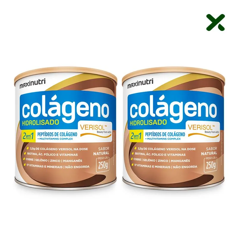 Kit 02 Colágeno Hidrolisado 2 em 1 Verisol Natural 250g Loja Maxinutri