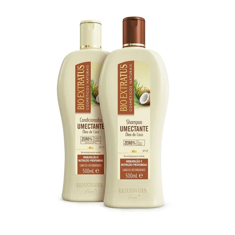 Kit Bio Extratus Umectante Óleo de Coco Shampoo, Condicionador (500mL)