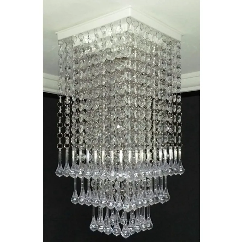 Plafon Lustre De Cristal Acrílico Alto Brilho com 3 Camadas Luminária de Teto Decorar Sala Decoração Quarto 19x38 cm - Viena