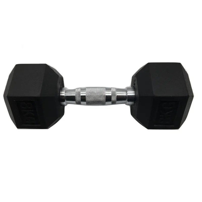 Halter Peso De Academia Sextavado Emborrachado 8 Kg