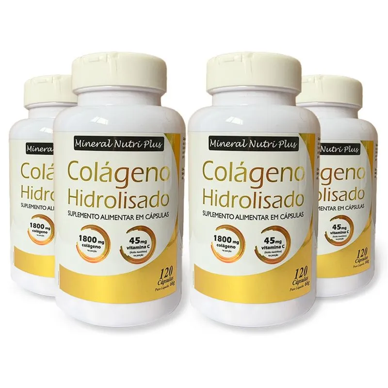 Colágeno Hidrolisado 1800 mg MNP + Vit C 45 mg Kit 4 Potes
