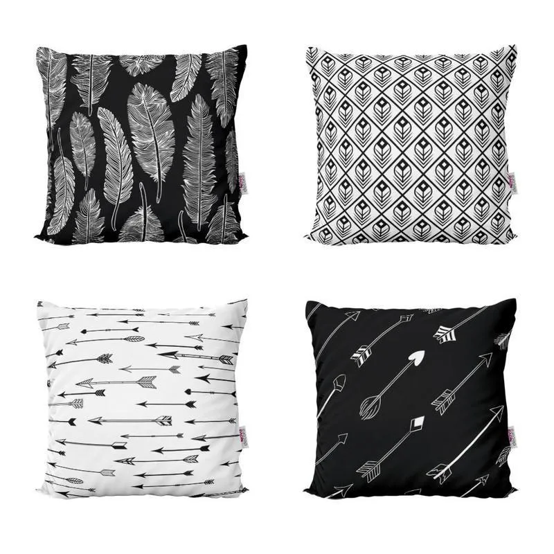 Kit 4 Almofadas Decorativas E Geométricas Preto/branco 40x40