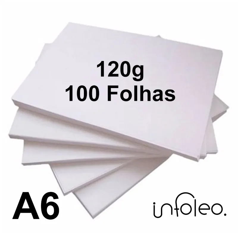 Papel Offset A6 120g 10,5x14,8cm Branco - 100 Folhas