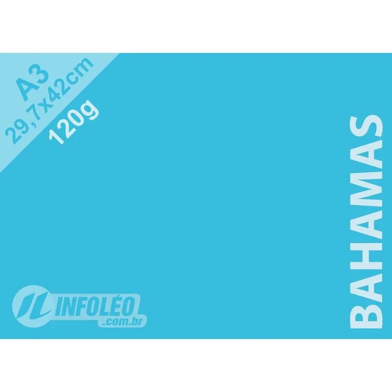 Papel 120 gramas A3 Bahamas (Azul Piscina) Color Plus - 10 unidades