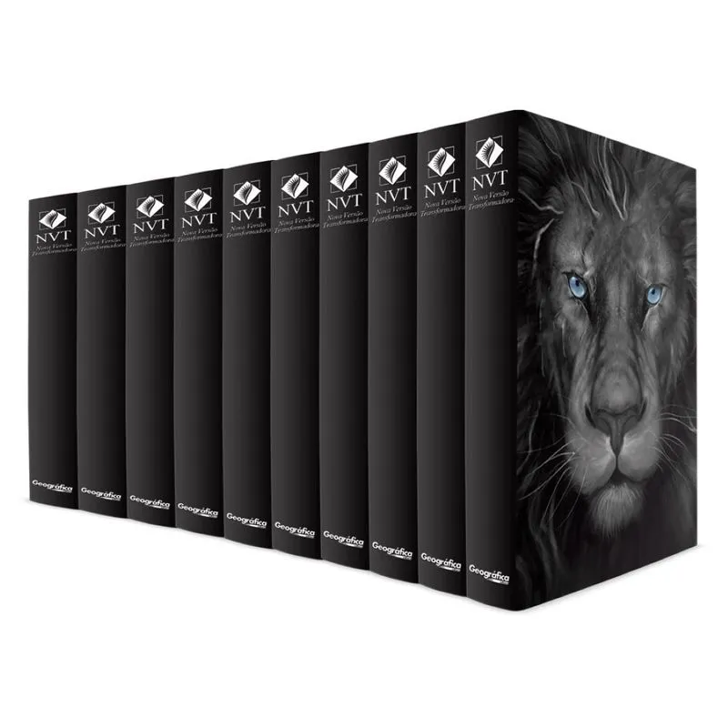 Kit com 10 Bíblias do Leão Grafite - Capa Dura - NVT