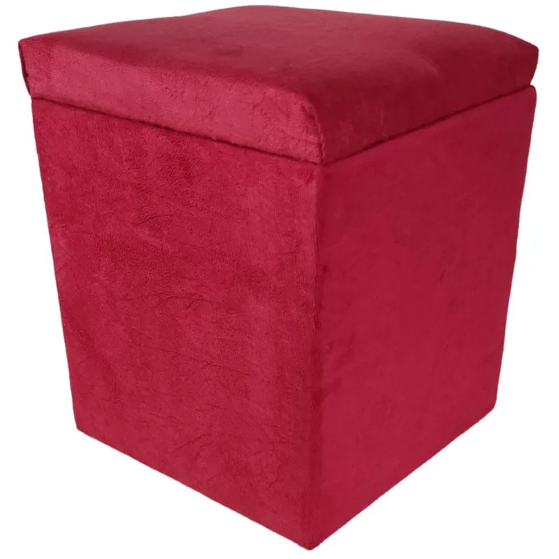 Puff Decorativo Quadrado Cubo Suede Vermelho Detroitdecora