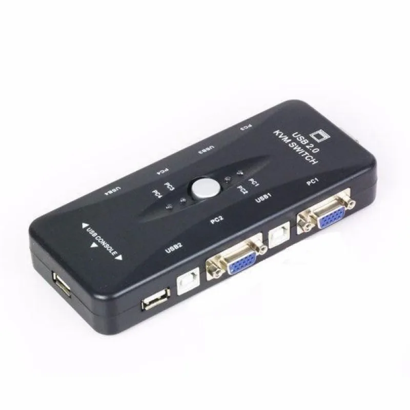 Chaveador kvm usb switch 4 portas vga/ e kit 4 cabos kvm usb