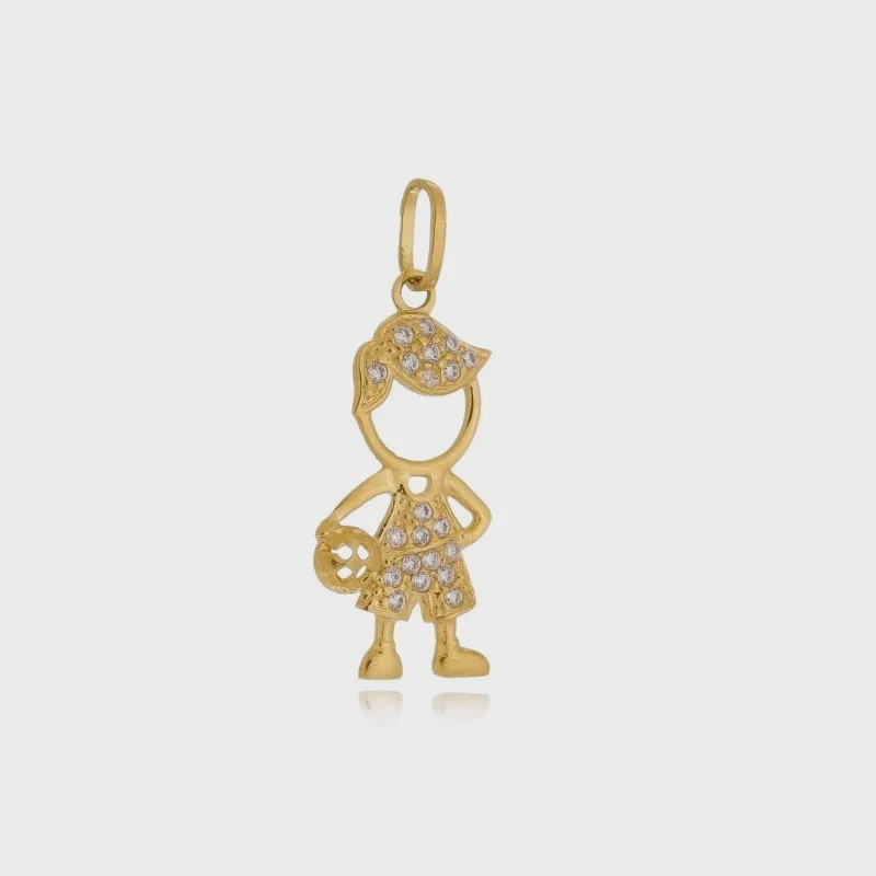 Pingente Em Ouro 18k Menino Com Zircônias