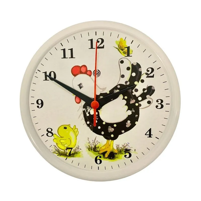 Relógio de Parede Redondo Cocoricó 25cm Branco Plasfort