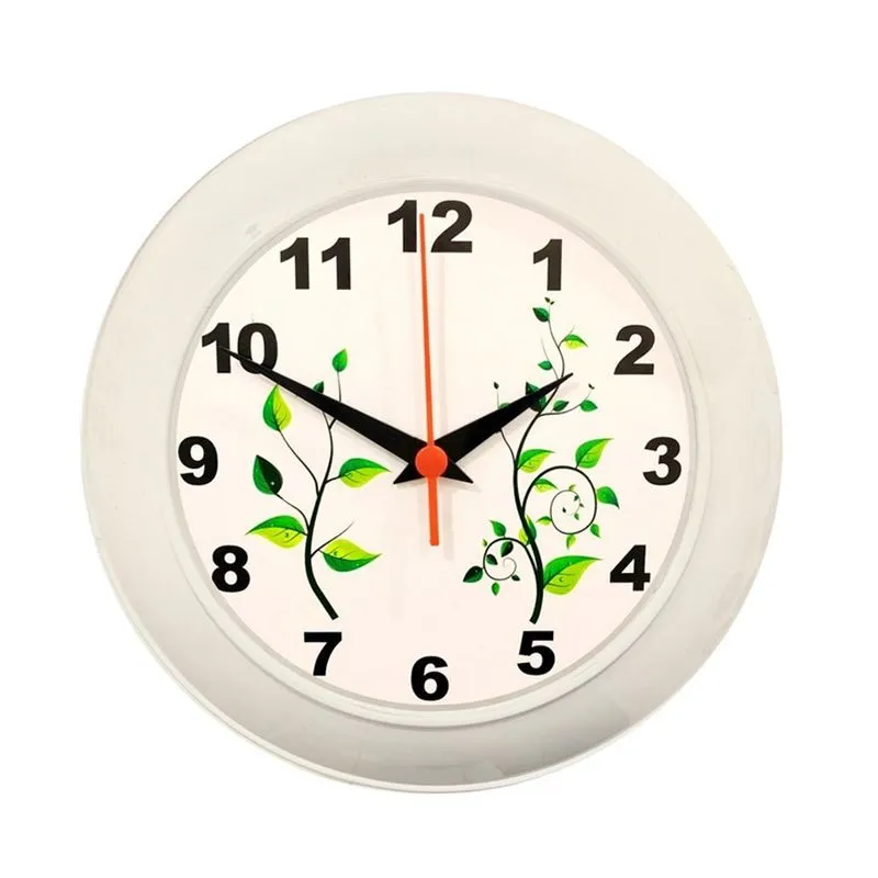 Relógio de Parede Floral Branco 25cm Plasfort