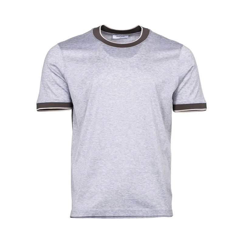 Gran Sasso Men's Knitted T-Shirt with Contrast Trim grey / 50