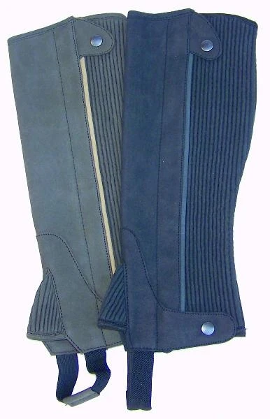 Clarino Adult Half Chaps with Contrast Piping Black / Medium