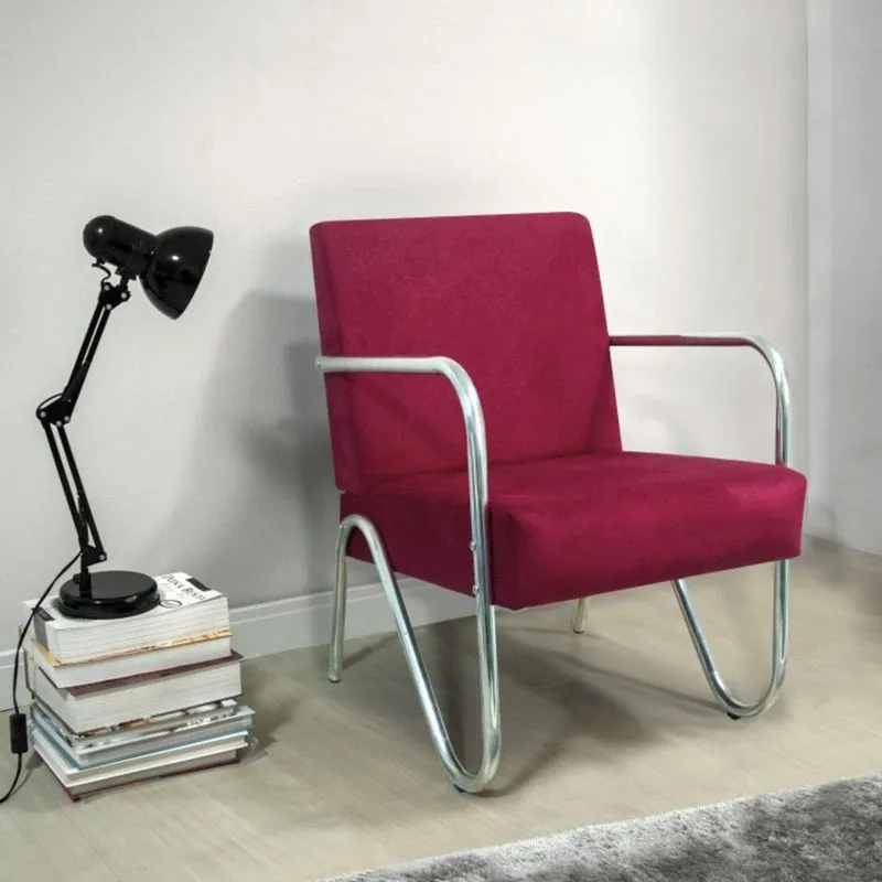 Poltrona Decorativa Sirena Casa A Móveis Vermelho