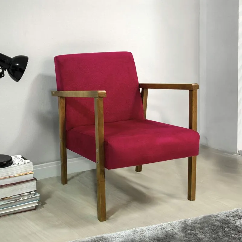 Poltrona Estofada Vitória AGO Móveis Vermelho/Mel