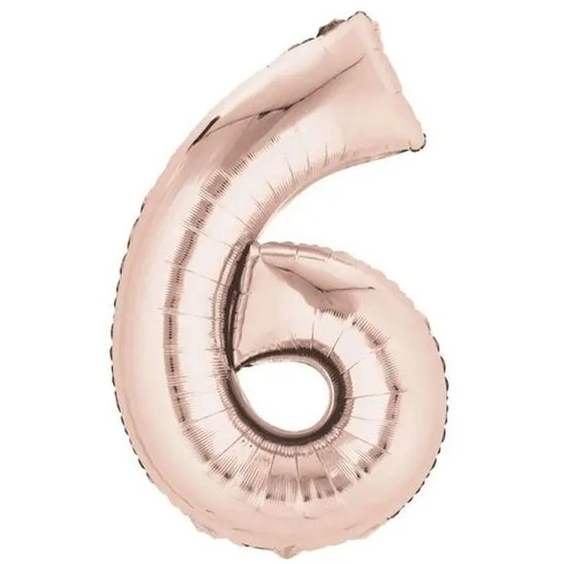 Balão Metalizado Número 6 Rose Gold - 40cm