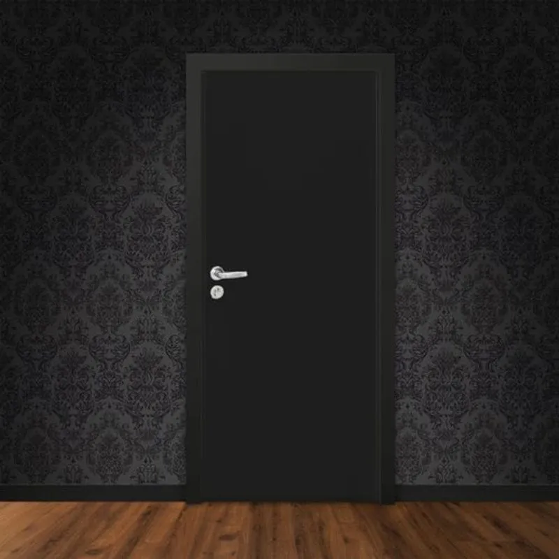 Kit Porta de Madeira 210x80cm Lisa Laqueada Direita Moldufama Preto