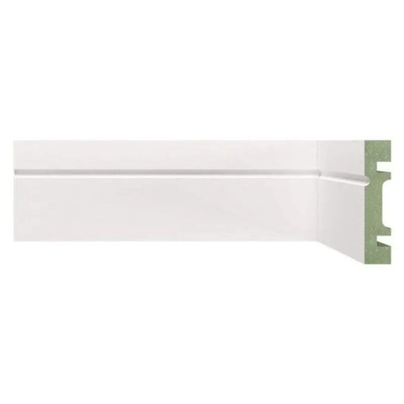 Rodapé de MDF 7cm x 15mm x 2,40m com Friso Resistente a Umidade Moldufama 703 Branco