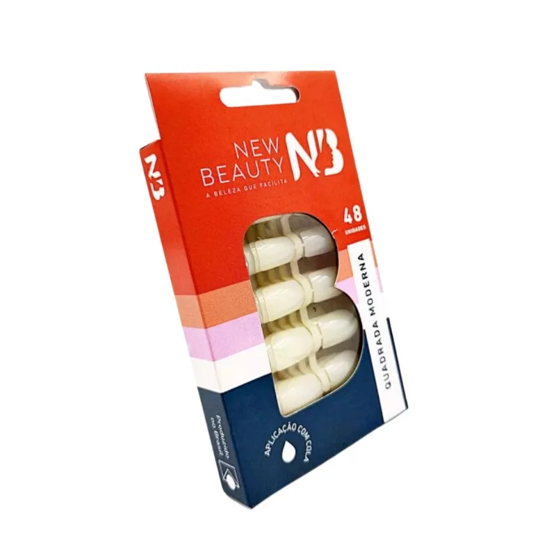Unhas Postiças New Beauty Natural Quadrada Moderna 798 C/48