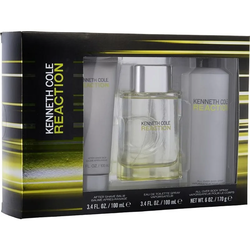 Perfume Masculino Kenneth Cole Reaction Edt Spray 100 Ml&amp;pós-barba Balm All Over Corporal 180