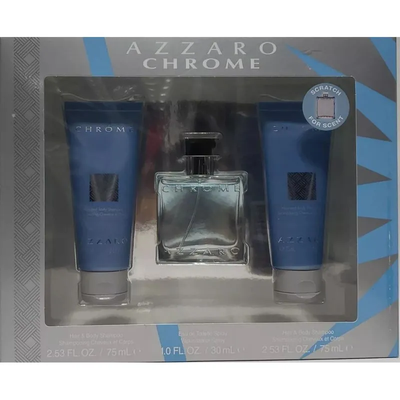 Conjunto De Perfumes Azzaro Chrome Eau De Toilette 30ml + 2 Shampoos